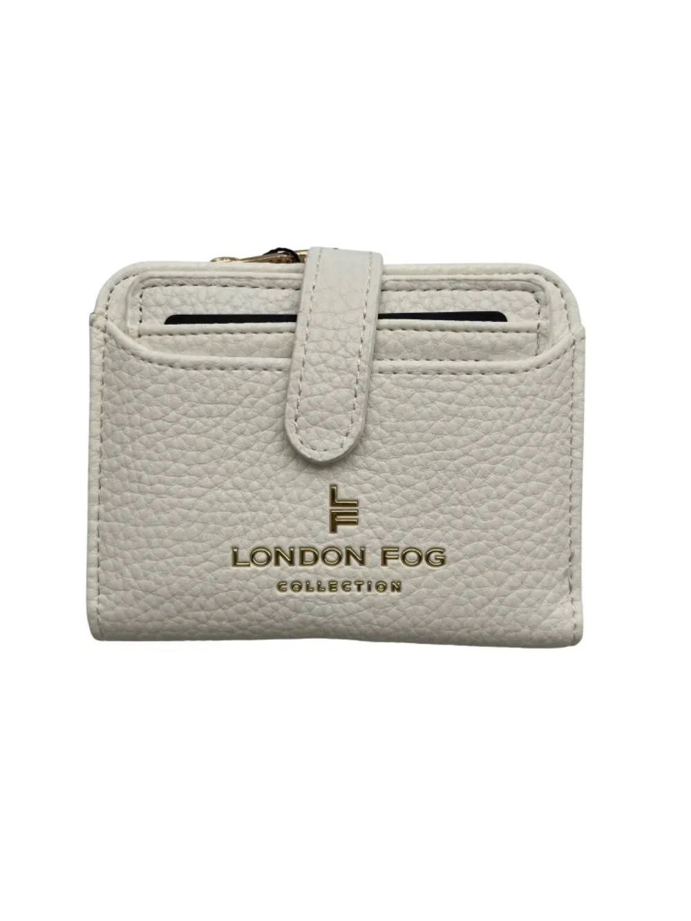 London Fog White Pebbled Faux Leather Wallet